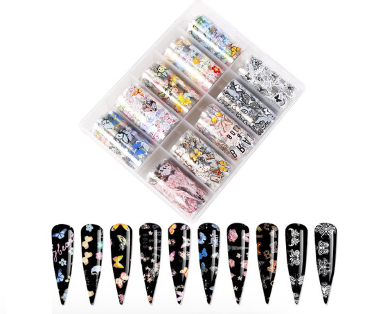 Butterfly Flower Nail Art Foil Set Box