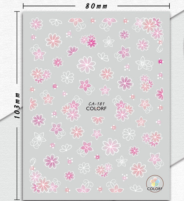 Flower Cherry Blossom Leaves Leaf Water Color Lady Nail Sticker