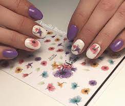 Ink Flower Leaves Leaf Water Color Lady Nail Sticker
