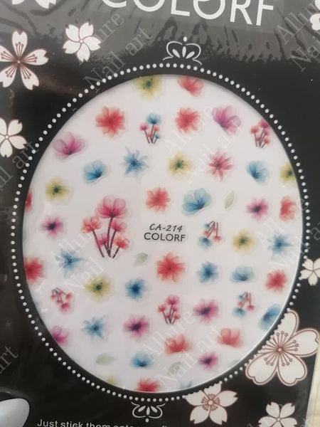 Ink Flower Leaves Leaf Water Color Lady Nail Sticker