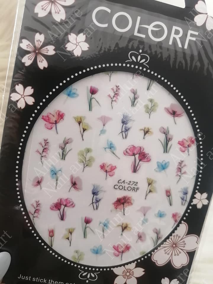 Ink Flower Leaves Leaf Water Color Lady Nail Sticker