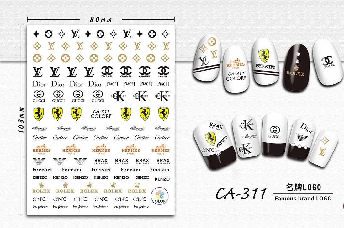 Fashion Design Brand Text Geometric Nail Sticker
