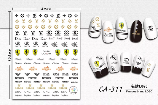 Fashion Design Brand Text Geometric Nail Sticker