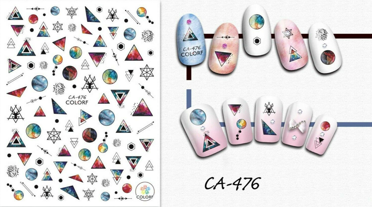 Geometric Stars Moon Planet Space Nail Sticker