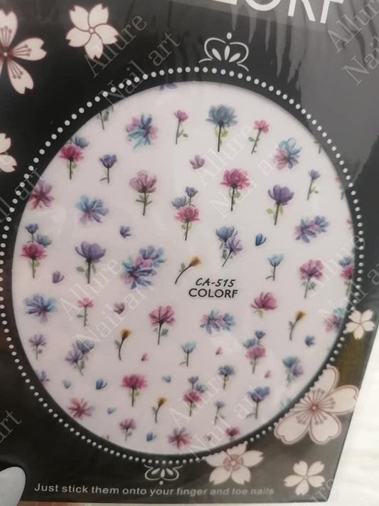 Ink Flower Leaves Leaf Water Color Lady Nail Sticker