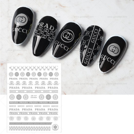 Fashion Design Brand Text Geometric Nail Sticker