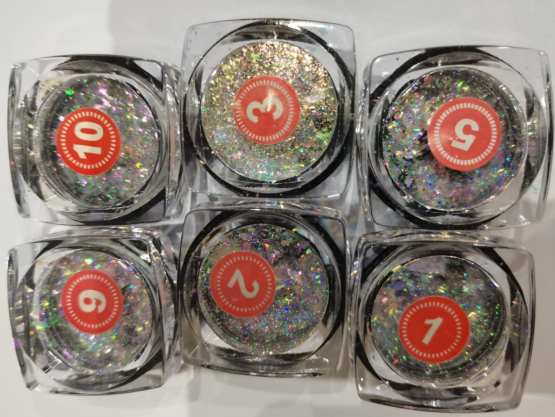 Iridescent Flakes Glitter Chrome Set