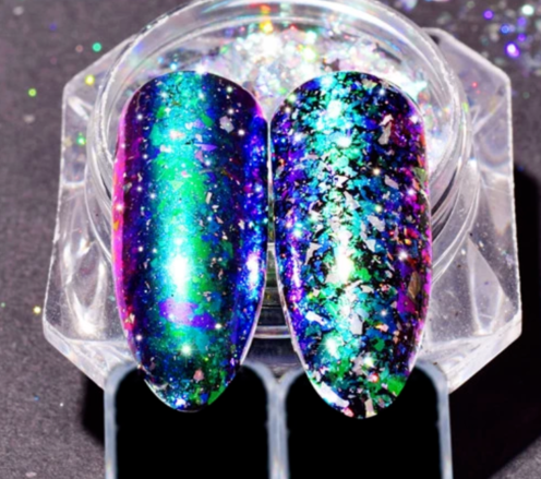 Iridescent Flakes Glitter Chrome
