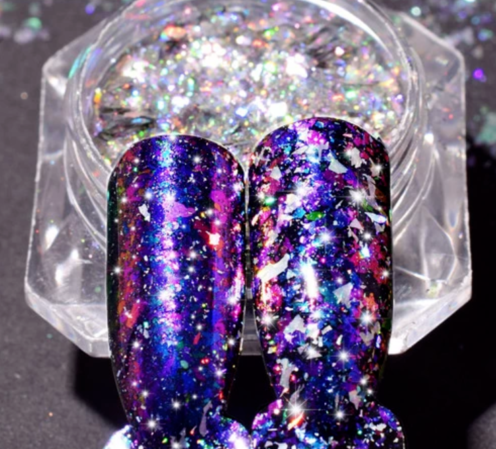 Iridescent Flakes Glitter Chrome