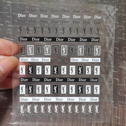 Fashion Design Brand Text Geometric Nail Sticker