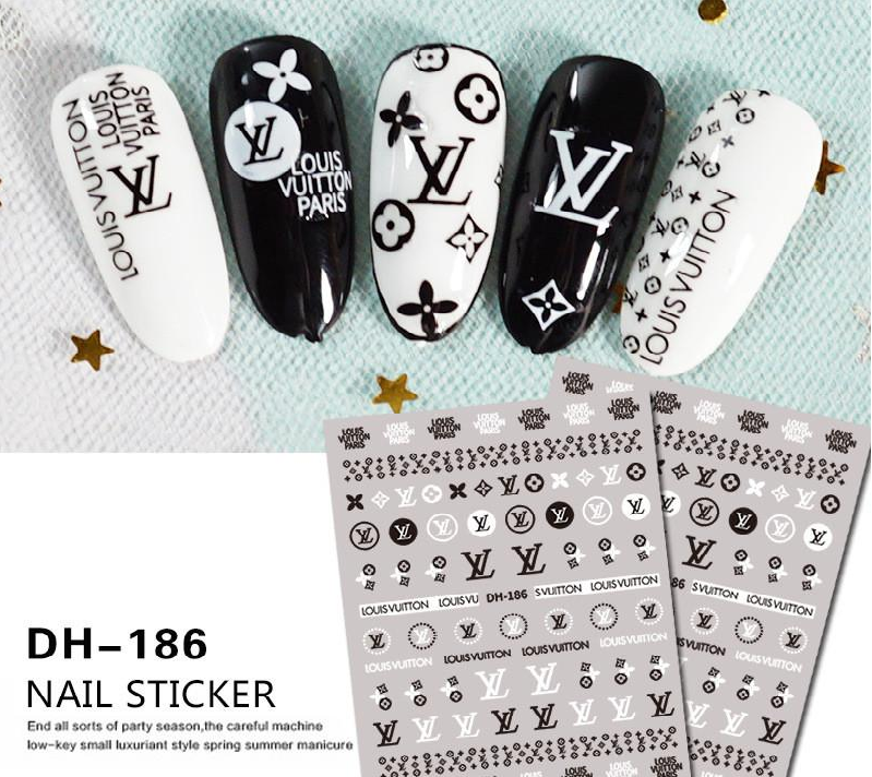 Fashion Design Brand Text Geometric Nail Sticker