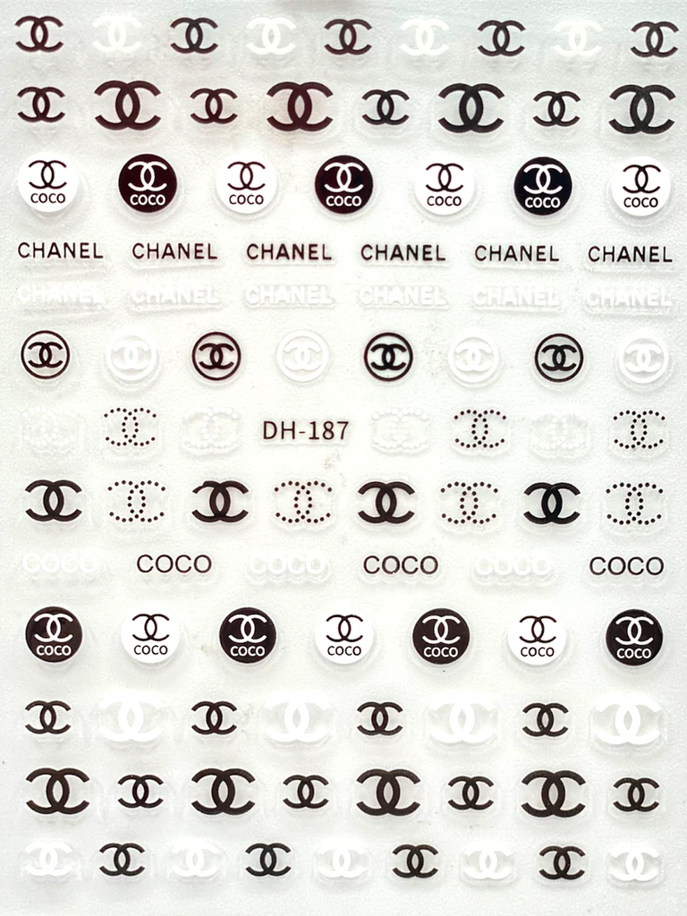 Fashion Design Brand Text Geometric Nail Sticker