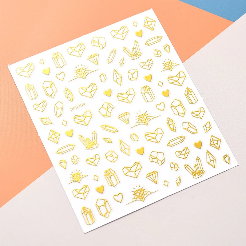 Gold Geometric Abstract Nail Art Sticker