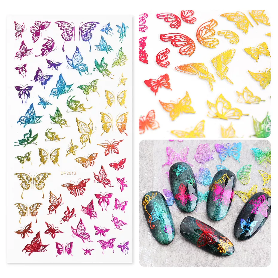 Rainbow Colorful Butterfly Abstract Nail Art Sticker