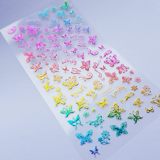 Rainbow Colorful Butterfly Abstract Nail Art Sticker