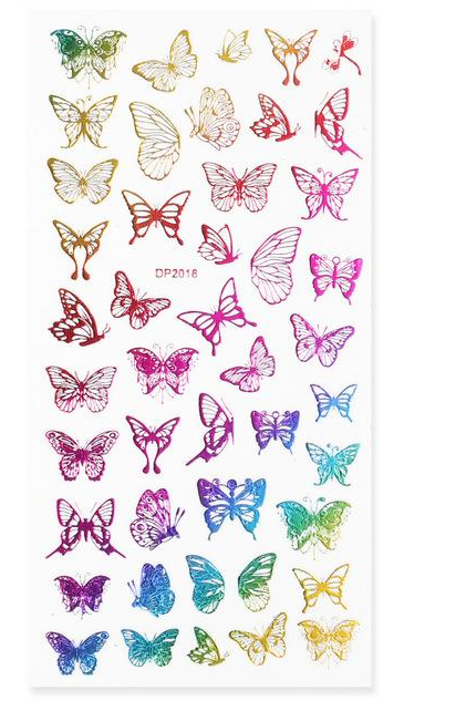 Rainbow Colorful Butterfly Abstract Nail Art Sticker