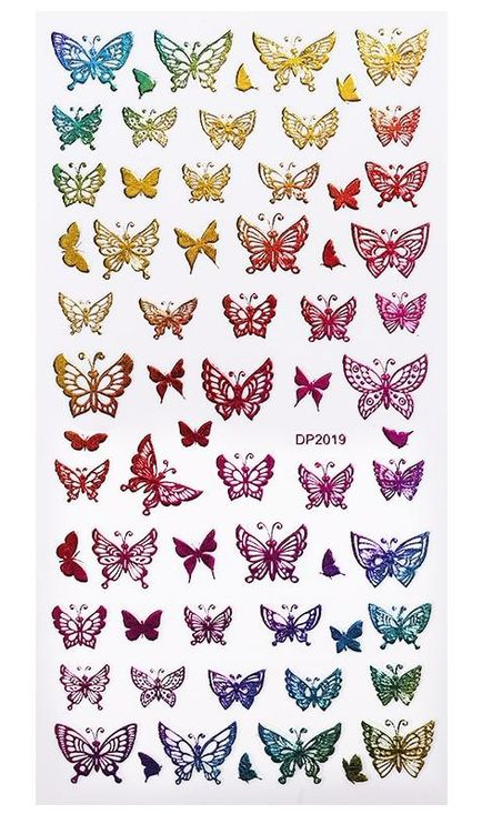 Rainbow Colorful Butterfly Abstract Nail Art Sticker
