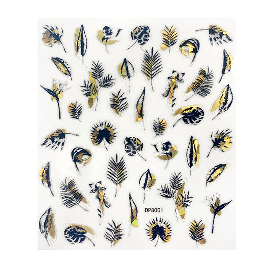 Geometric Leaves Flower Abstract Nail Art Sticker