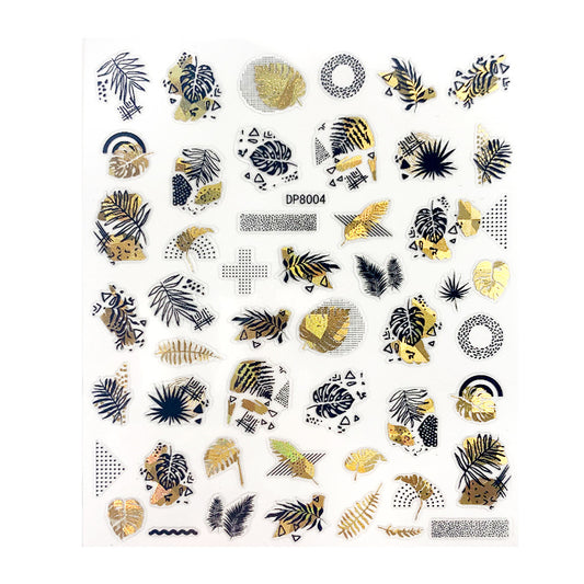 Geometric Leaves Flower Abstract Nail Art Sticker