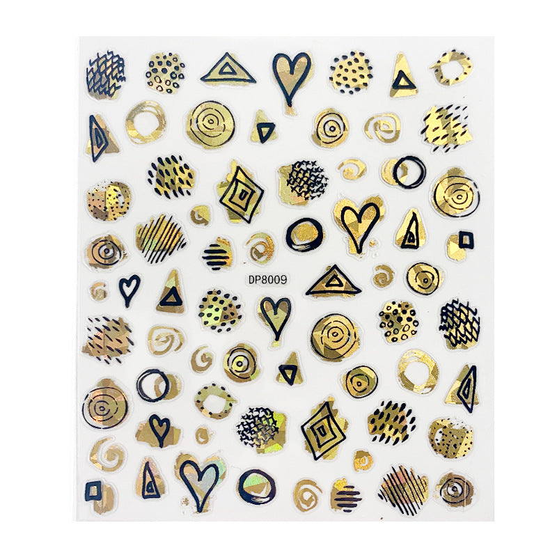 Hearts Geometric Leaves Flower Abstract Nail Art Sticker