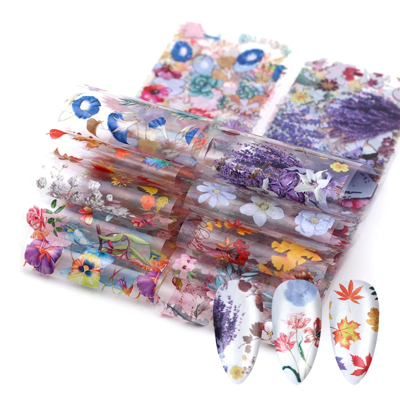 Autumn Maple Leaves Flower Nail Art 10pcs Foil Set