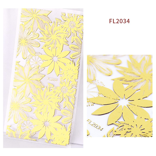 Geometric Leaves Flower Abstract Nail Art Sticker