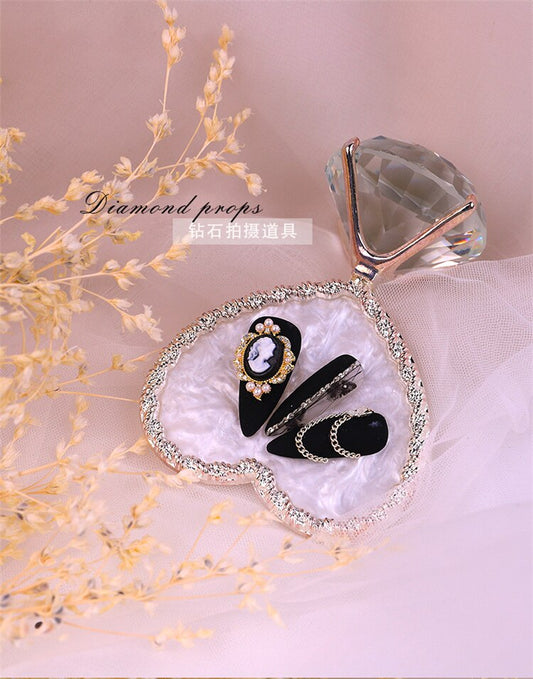 Crystal Heart Diamond Base Nail Art Mixing Plate and Display Holder