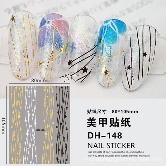 Waves Geometric Lines Dots Abstract Nail Art Sticker