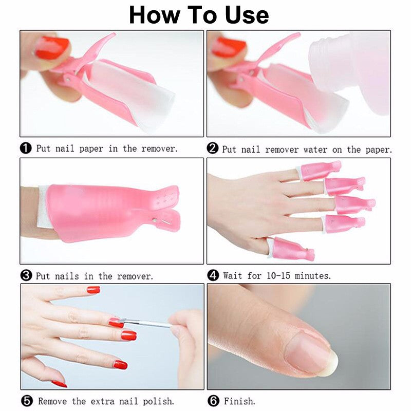 Plastic Acrylic Nail Art Soak Off Cap Clip UV Gel Polish Remover Wrap Tool