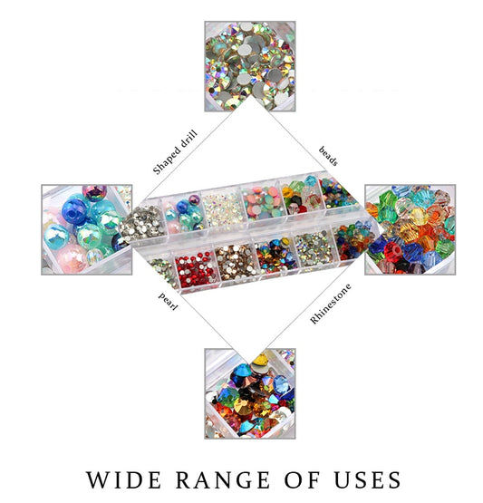 12 Compartment Empty Plastic Storage Case Rhinestones Box - Transparent 12Grid rhinestone Empty Box