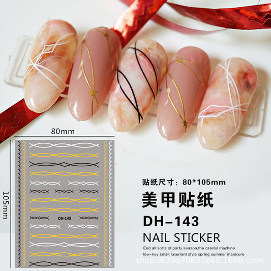Waves Geometric Lines Dots Abstract Nail Art Sticker