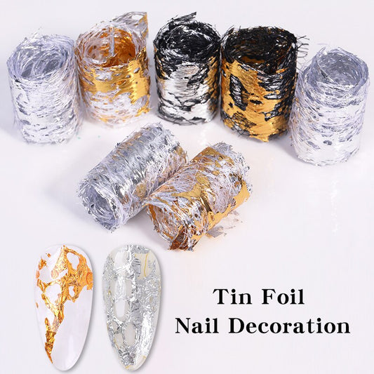 Black Net Silver Foil Nail Mesh Net Foil Nail Art