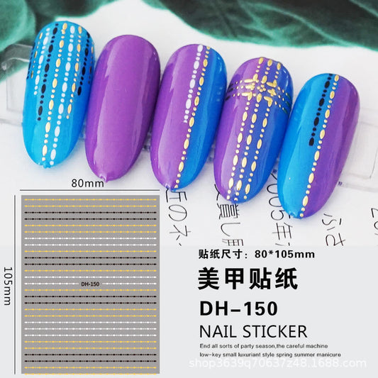 Waves Geometric Lines Dots Abstract Nail Art Sticker