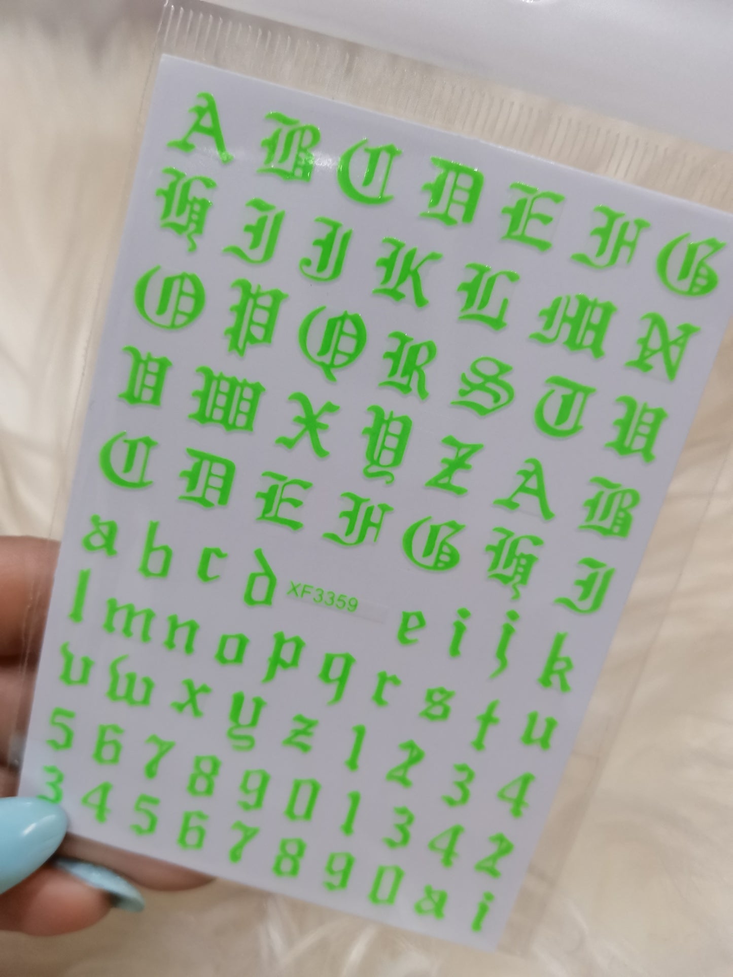 Green Fashion Design Brand Sport Text Geometric Nail Sticker