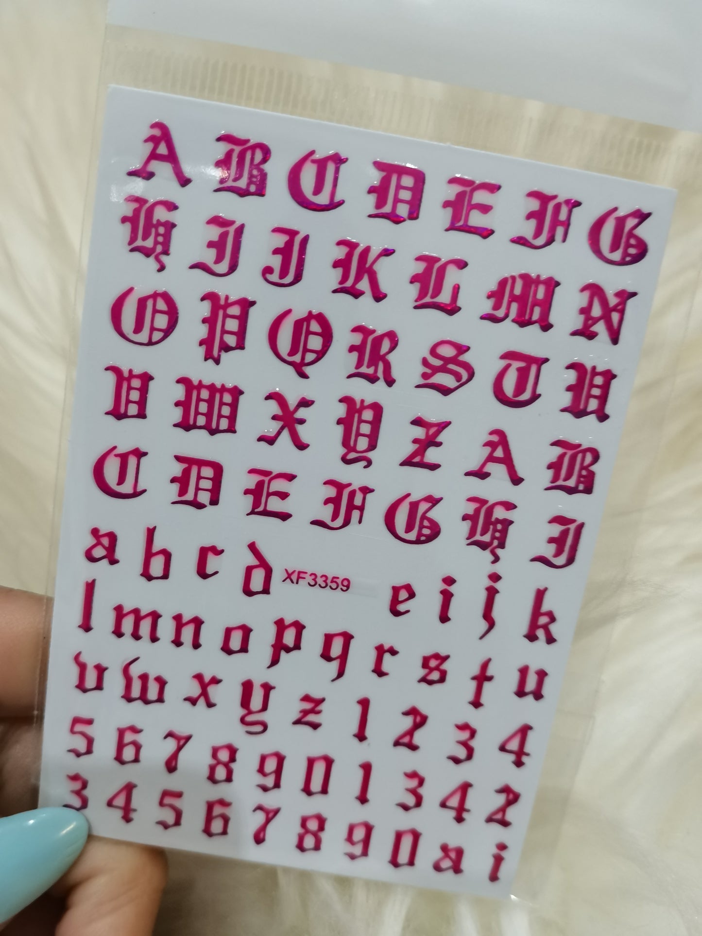Pink Fashion Design Brand Sport Text Geometric Nail Sticker