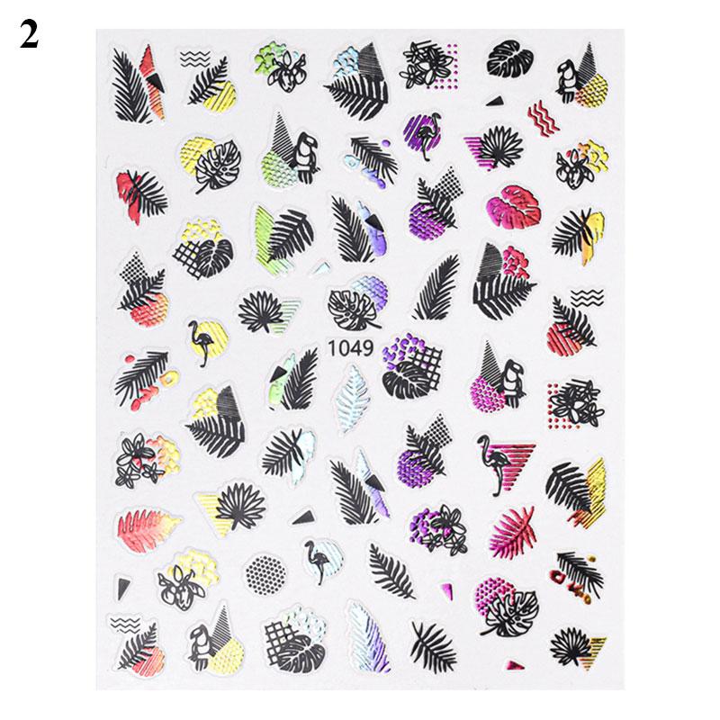 Geometric Tropical Flower Leaves Nail Art Sticker