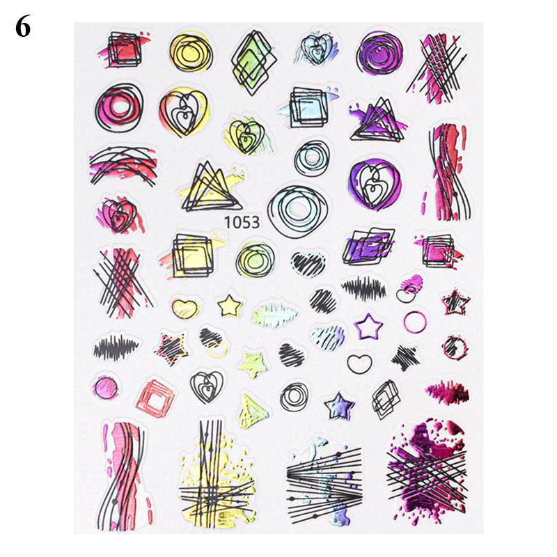 Geometric Abstract Tropical Flower Leaves Nail Art Sticker