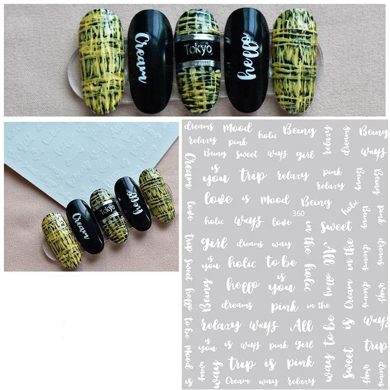Words Text Script Nail Art Sticker