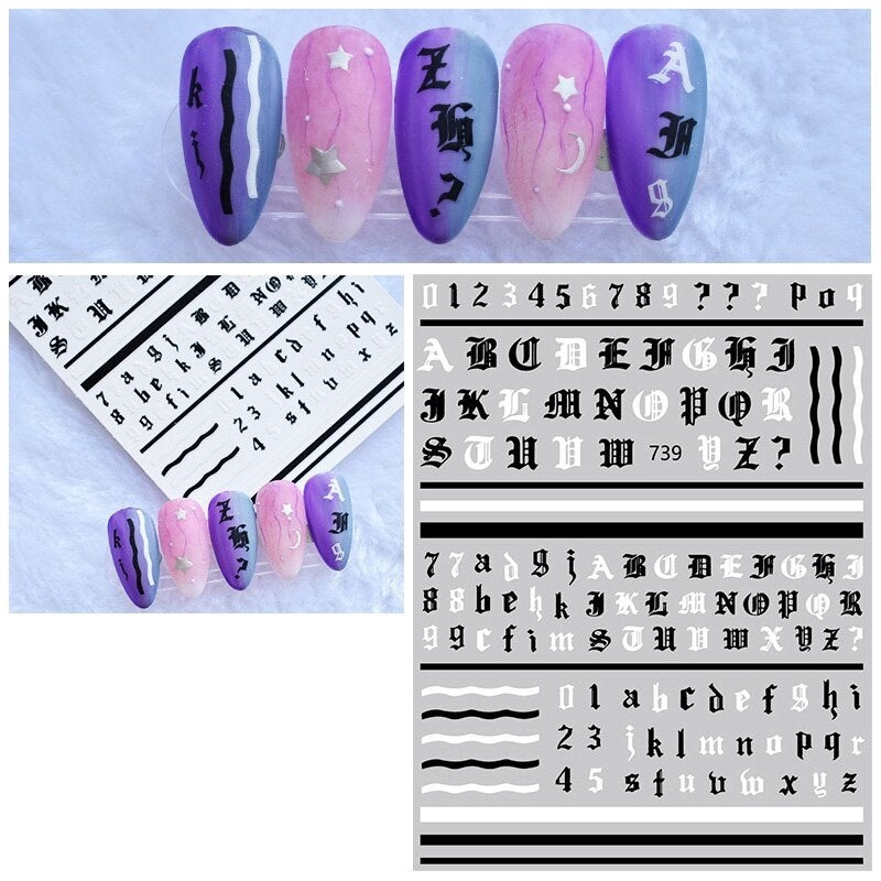 Words Text Script Nail Art Sticker