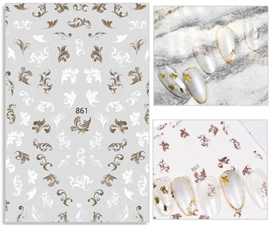 Lace Twirl Rose Gold White Flower Nail Art Sticker