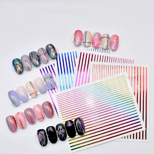 White Line Nail Art Sticker