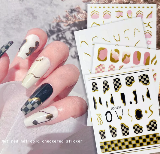 Waves Ribbon Abstract Marble Nail Art Sticker