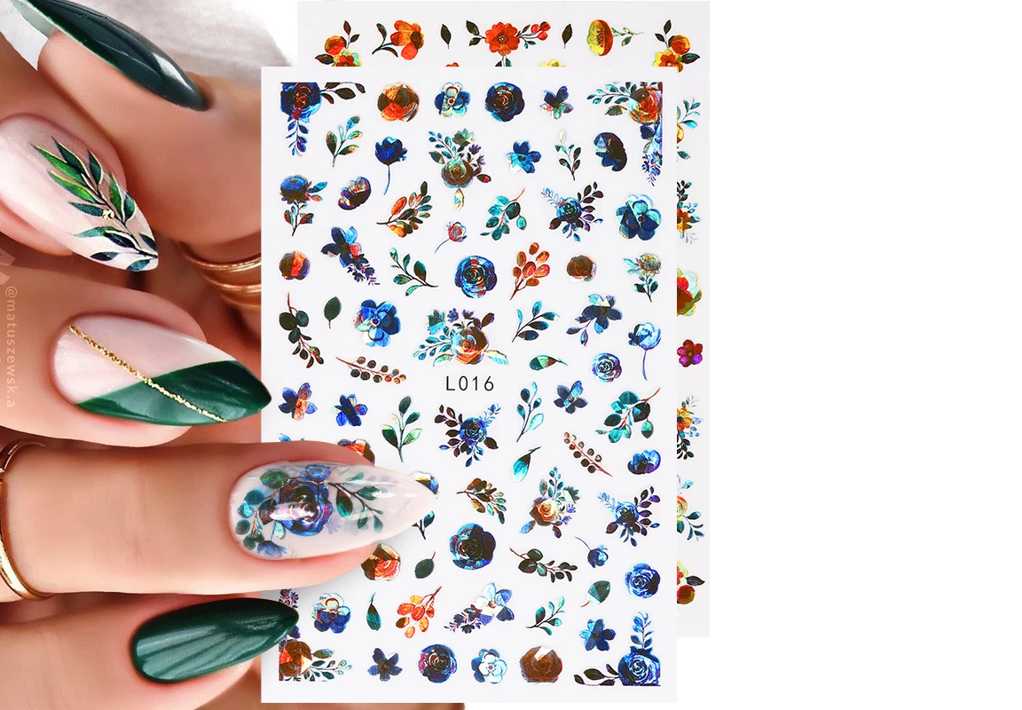 Flower Abstract Holographic Color Nail Art Sticker