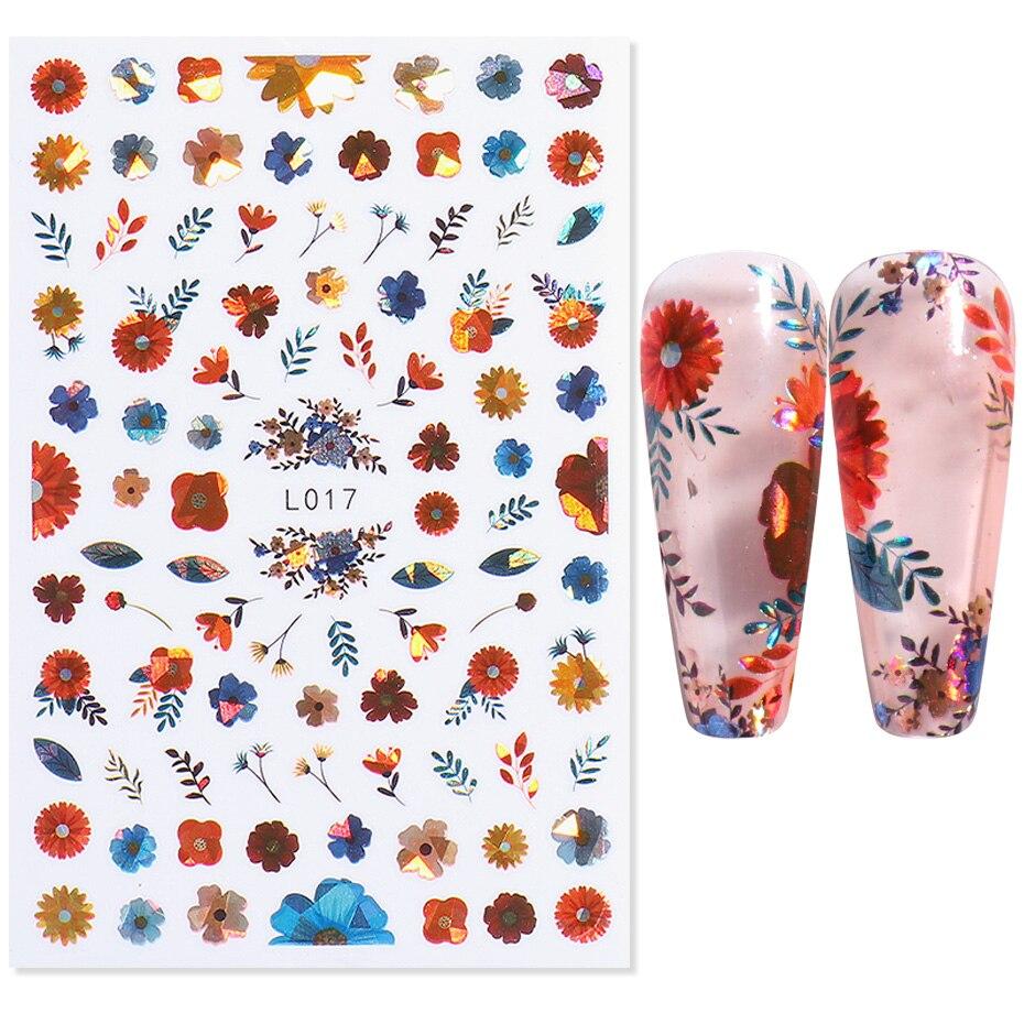 Flower Abstract Holographic Color Nail Art Sticker