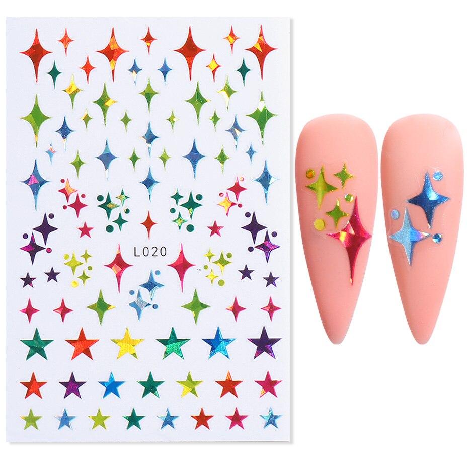 Flower Abstract Holographic Color Nail Art Sticker