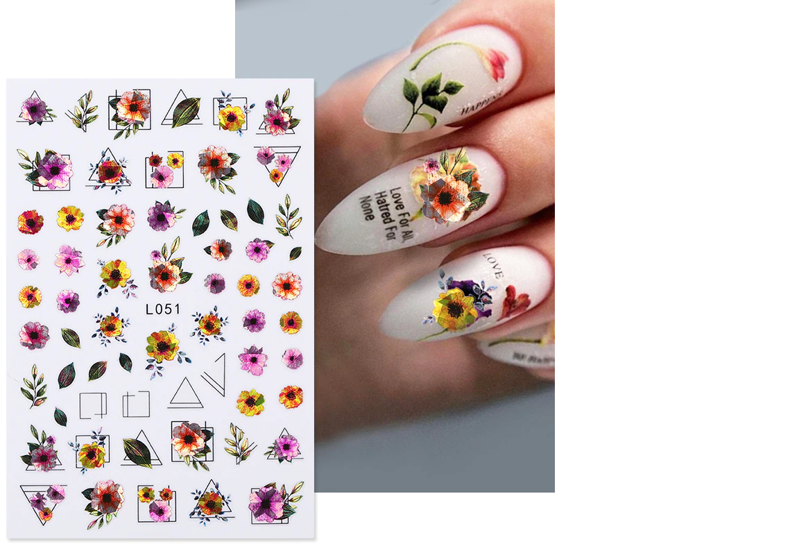 Flower Abstract Holographic Color Nail Art Sticker