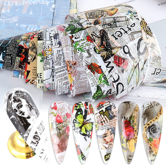 Newspaper Print Text Pop Art Paris 10pcs Foil Set Box