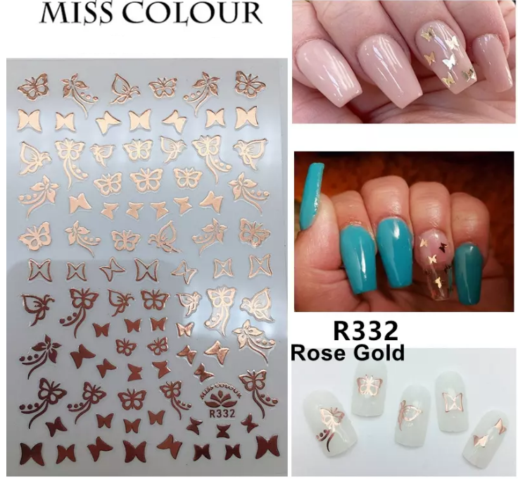 Rose Gold Butterfly Nail Art Sticker