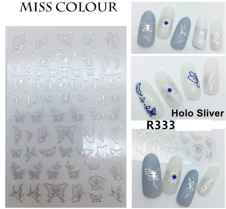 Silver Butterfly Nail Art Sticker