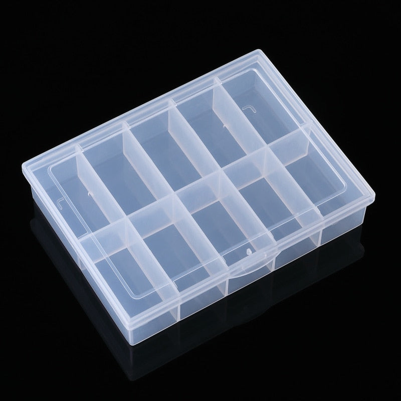 10 slot nail storage box nail art rhinestone Jewellery bead display case plastic container
